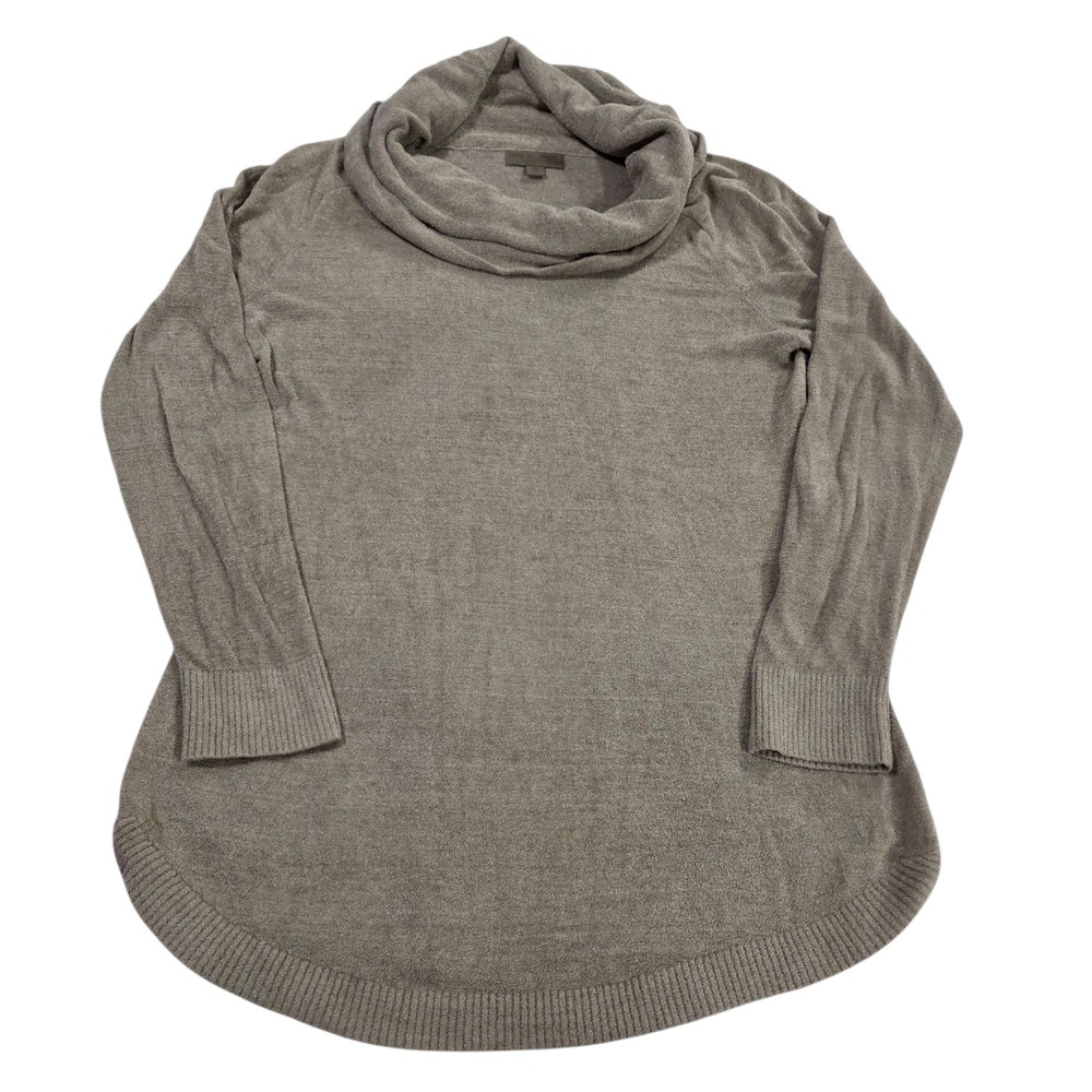 Barefoot Dreams CozyChic Ultra Lite Sweater Womens Tan XS Cowl Neck Casual Soft